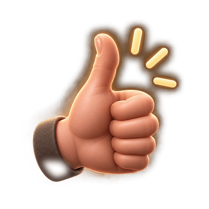 A hand holding a thumbs-up to select the painting in view
