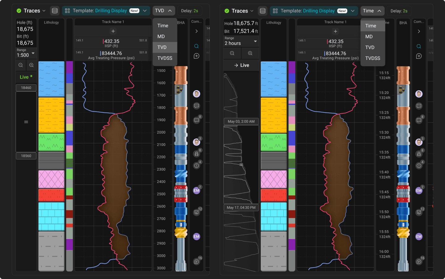 Traces App - Time & TVD modes